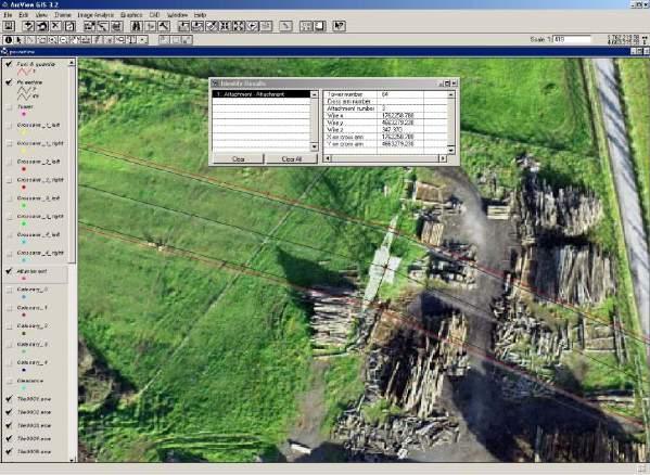 Riegl LMS-Q560 Linee elettriche Inserimento dati in GIS per gestione linea. La base del GIS è generalmente costituita dalle ortofoto.