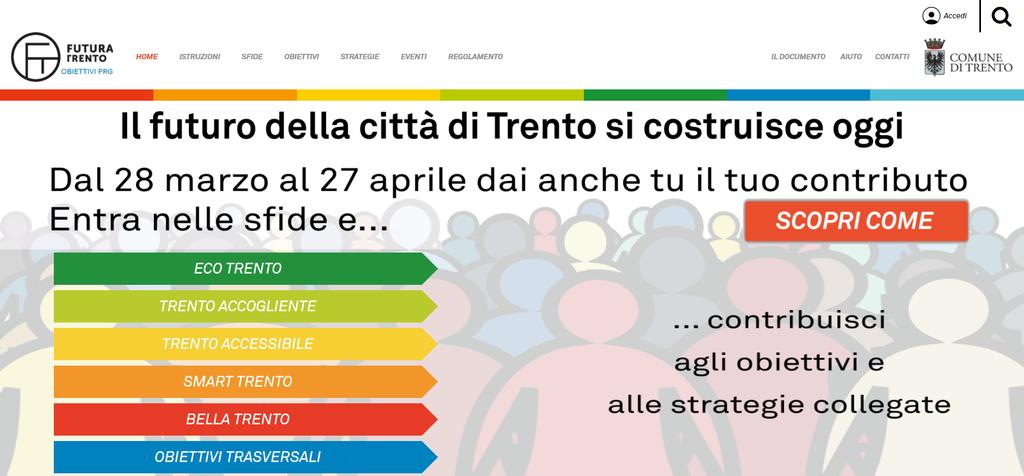 Guida all uso di Futura Trento Obiettivi PRG Indice Come raggiungere il portale...2 Registrazione alla piattaforma...3 Il primo accesso...5 Accesso ad una sfida...6 Accesso agli obiettivi...8 1.