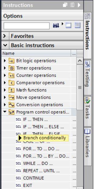 controllo del programma" "Program control operations" delle istruzioni semplici.