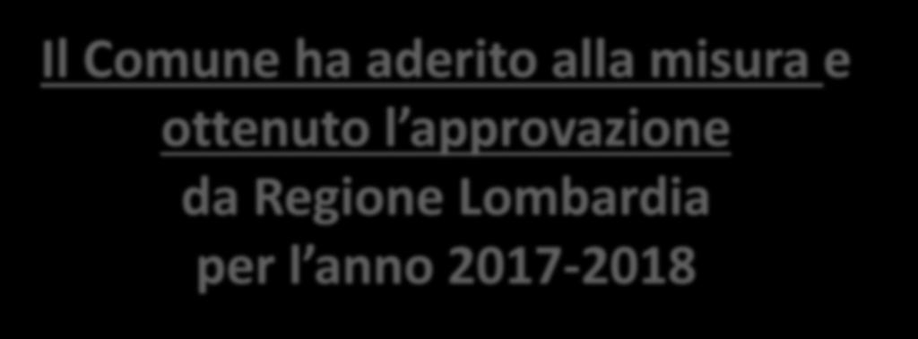GARANTISCE L AZZERAMENTO DELLA RETTA Il Comune ha aderito alla misura e ottenuto l approvazione da Regione Lombardia per l anno