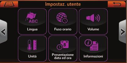 1 MENU IMPOSTAZIONI UTENTE Nel menu di navigazione, premere il