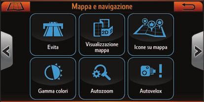 2.1.2 MENU IMPOSTAZIONI MAPPA Nel menu di navigazione, premere il pulsante "Impostaz. mappa".