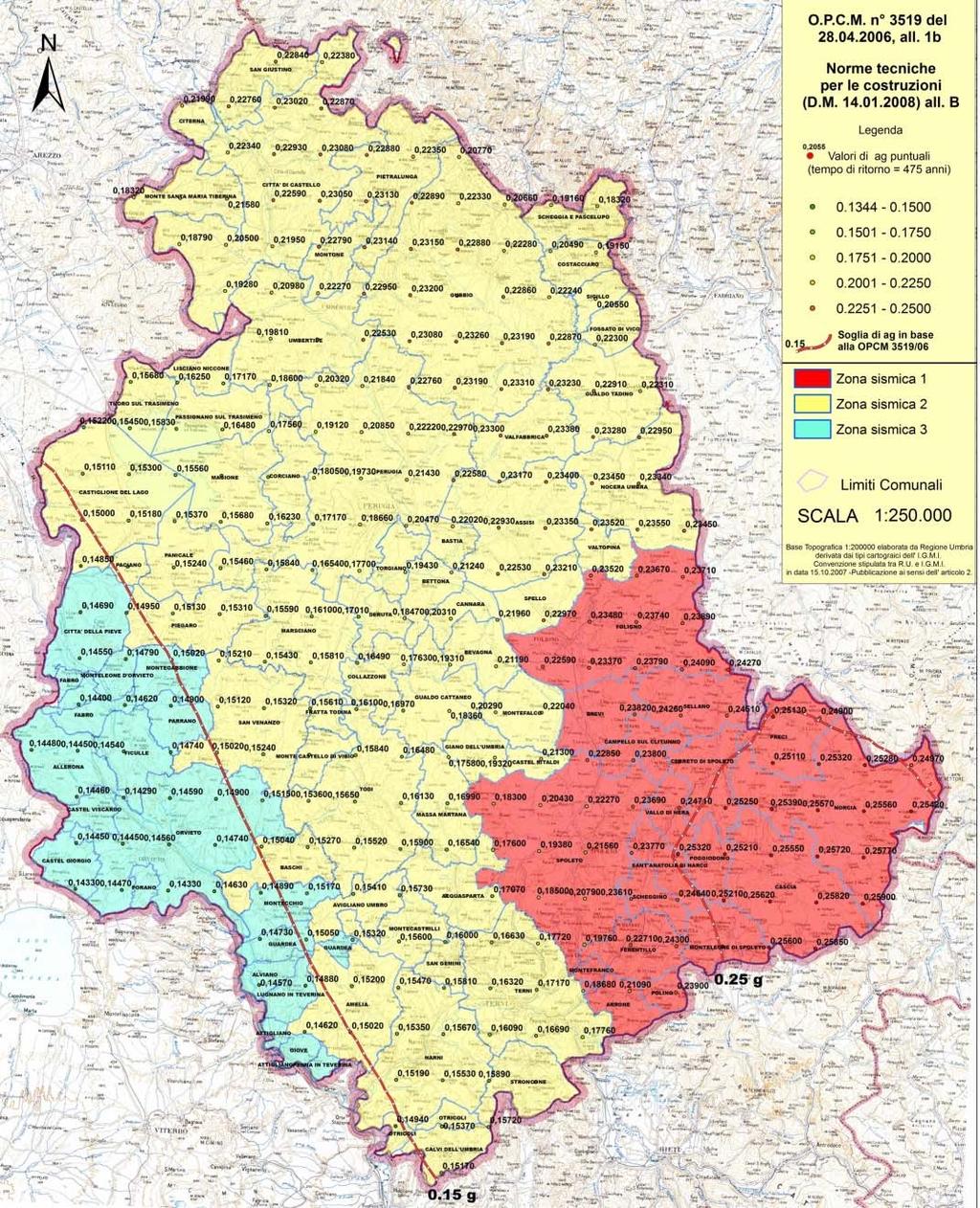 Zonazione sismica in Umbria (DM 2008) L Ordinanza n.