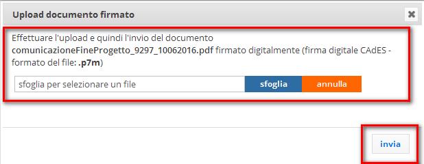 Da questa videata è possibile scaricare il pdf. Firmarlo digitalmente e caricarlo in piattaforma.