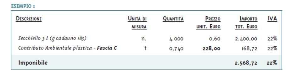 Esposizione in fattura del