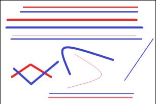 disegnare tante righe in libertà. Con quale tecnica le righe sono grandi o piccole? Creo con le righe Con il rosso e il blu della tecnica preferita creiamo un disegno fatto di righe.