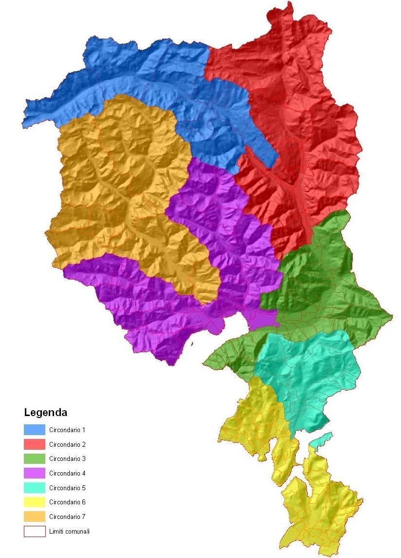 Figura 43 Distribuzione dei circondari forestali del