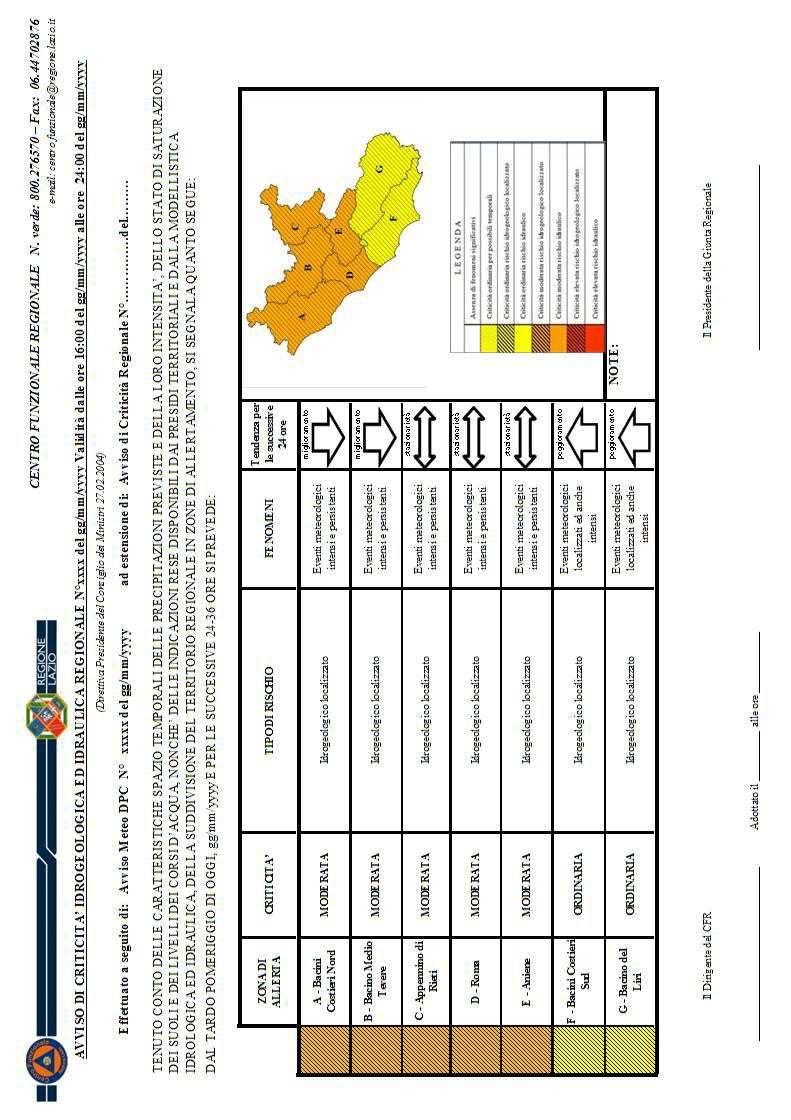 6.3 Avviso di criticità