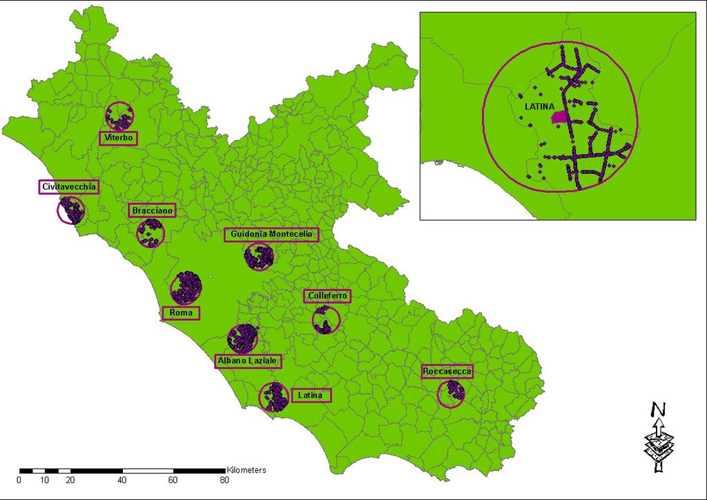 Geocodifica degli indirizzi Comune 1 Comune 2 N % N % Residenti dal 1996 al 2007 123,714 100 9,957 100 Residenti geocodificati 122,050 98.7 6,137 61.6 vivi e residenti al 2007 102,617 84.1 4,935 80.