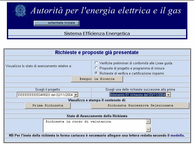 B) Sintesi delle richieste inoltrate Creazione