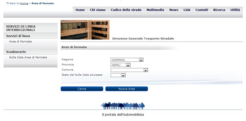 Figura 3 Esempio di form di ricerca compilata Una volta impostati i parametri desiderati, fare click sul