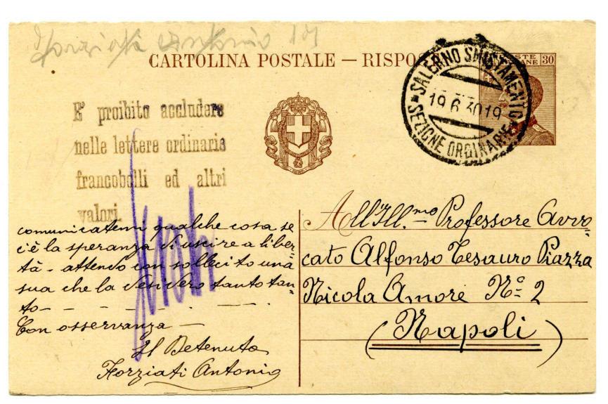 Periodo storico: Regno Vittorio Emanuele III 14.5.1929 e 19.6.