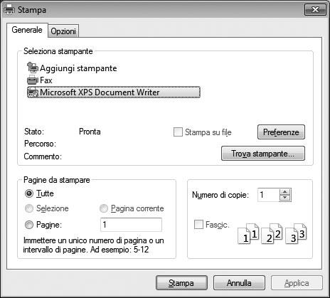Microsoft Internet Explorer 8 I Portatili seleziona la stampante da utilizzare, nel riquadro Seleziona stampante.