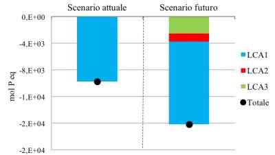 (e) Eutrofizzazione in acqua dolce (f) Impatto energetico (CED) (g)