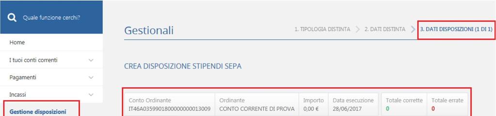 Gestione disposizioni - Stipendi BANCA