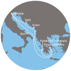 Dal 24 novembre al 1 dicembre Costa Luminosa: Italia, Grecia, Montenegro e Croazia VENEZIA, BARI, ATENE, KATAKOLON, KOTOR, SPLIT, VENEZIA Quota cabina interna: 340.00 Quota cabina esterna: 450.