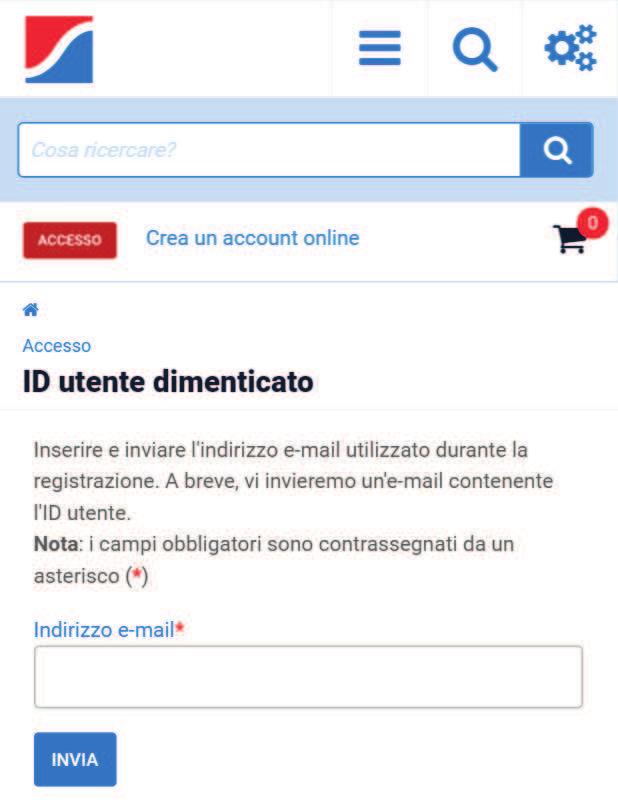 Hai perso il tuo ID utente? Clicca su ID Utente Dimenticata.