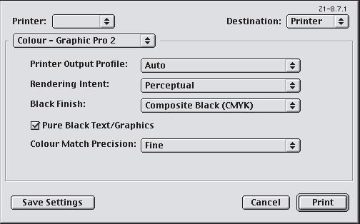 MAC OS 9 (COLORE USO UFFICIO) 1. Dal menu [Archivio], selezionare [Stampa]. 1 2 3 2. Dal menu [Stampante] (1), selezionare la stampante in uso. 3. Nel menu successivo (2), selezionare [Colore Colore uso ufficio].