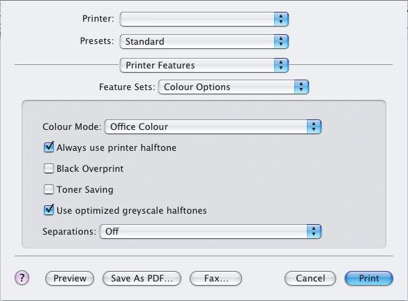 MAC OS X IMPORTANTE! Quando si esegue la stampa da determinate applicazioni di Mac OS X, è possibile che queste opzioni di corrispondenza colori RGB non influenzino il colore della stampa.