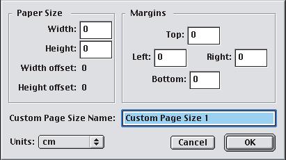 Selezionare [Dimensioni pagina personalizzate] (1). 3. Fare clic sul pulsante [Nuovo] (2) per definire un nuovo formato carta. 4.
