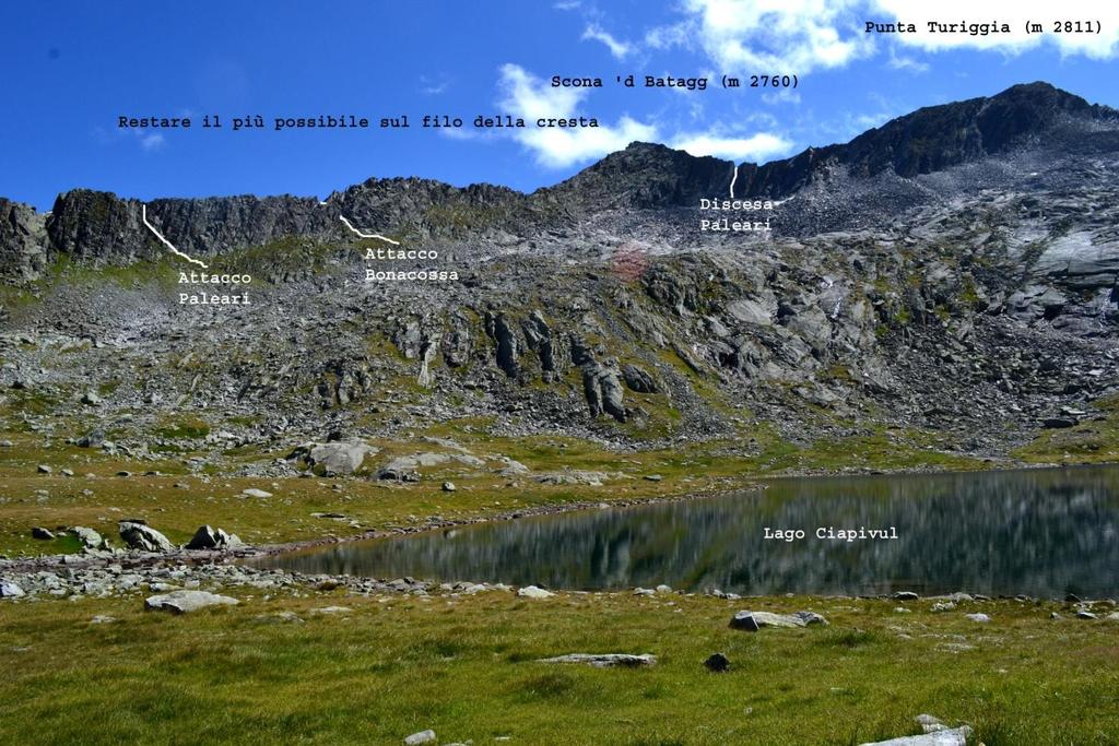 Scona d Batagg (m 2760) Cresta Nord Ovest. Relazione e foto di Alberto Paleari Bellissima salita di cresta su roccia solida in ambiente selvaggio.