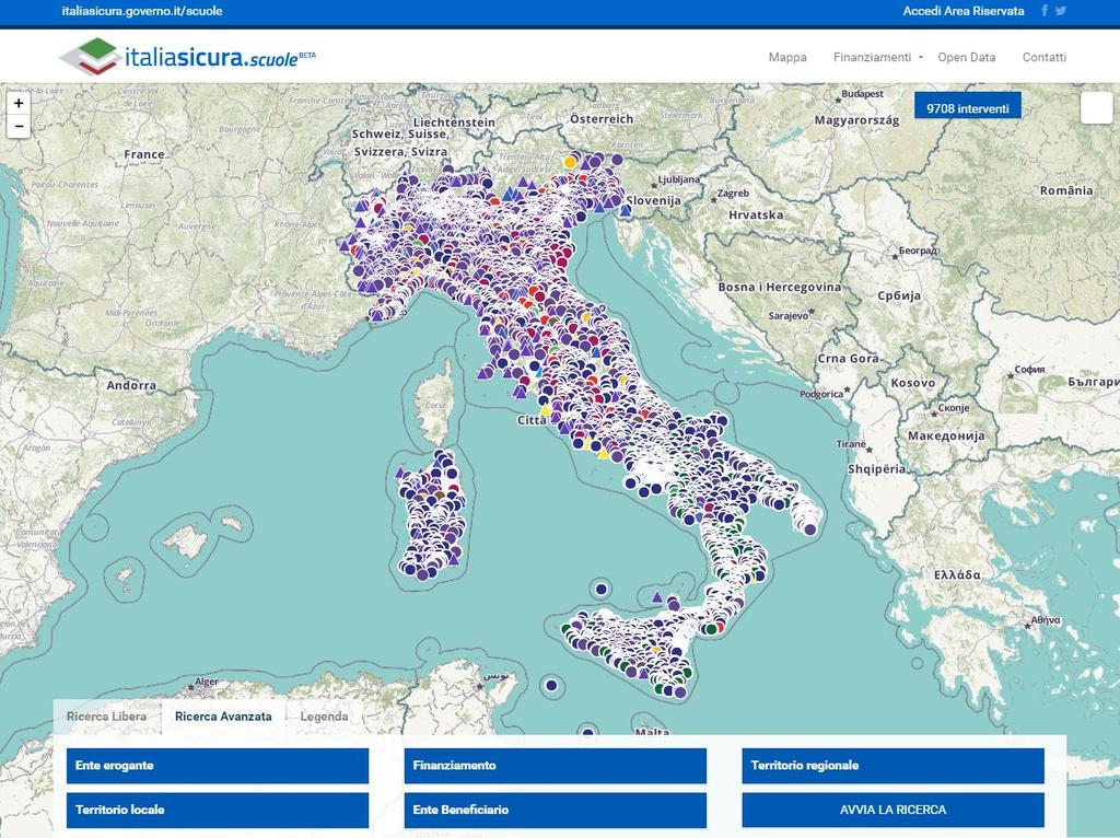 TRASPARENZA_ piattaforma online Web-Gis Un sistema informativo, in collaborazione applicativa con l Anagrafe dell Edilizia Scolastica, che consente di condividere le informazioni sugli interventi in