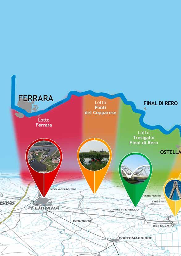 IL PERCORSO: LA MAPPA DEGLI INTERVENTI Il tracciato dell Idrovia Ferrarese si sviluppa per circa 70 km