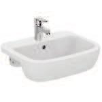 LAVABO 50 CON COLONNA Lavabo 500x440 monoforo. Può essere abbinato alla colonna, alla semicolonna o al sifone d arredo (codice J3747AA).