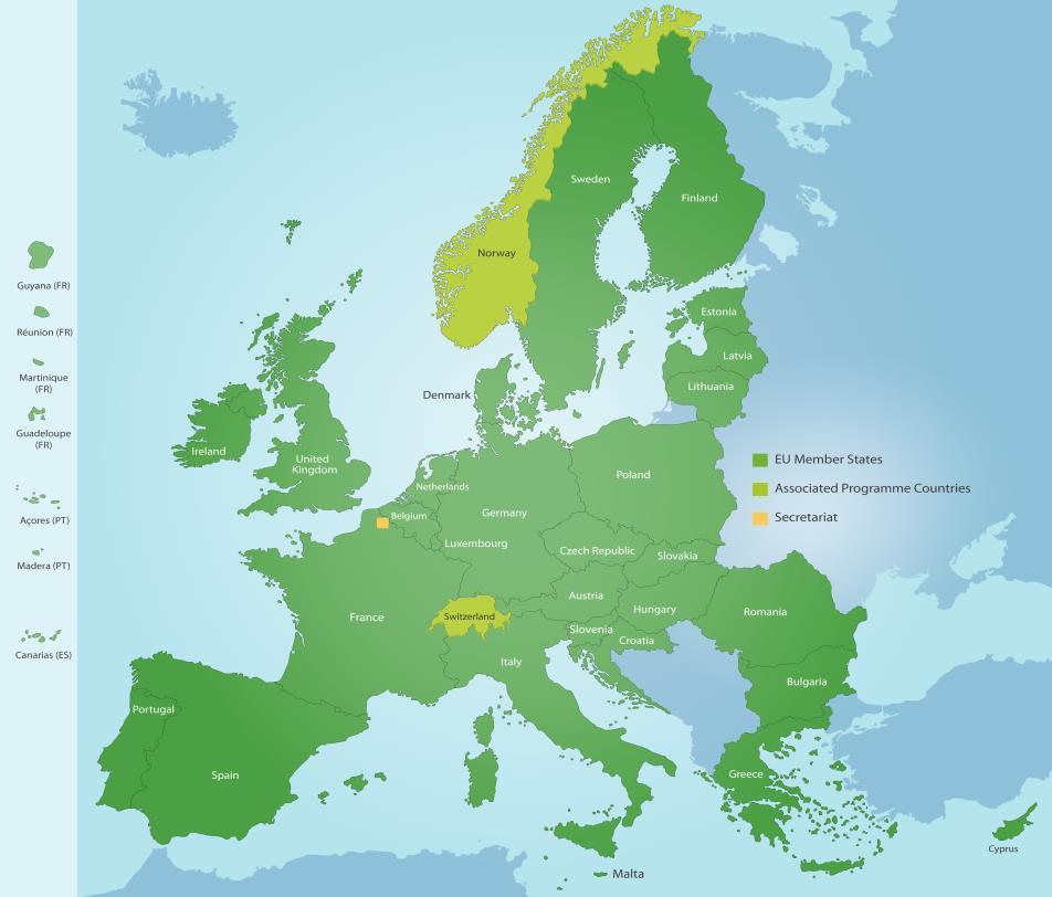 INTERREG EUROPE Autorità di Gestione Regione Hauts-de-France Stati Partner e relative regioni eleggibili E eleggibile tutto il territorio dei 28 Paesi UE + Norvegia e Svizzera Dotazione finanziaria