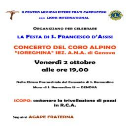 Programmi di Ottobre 2015 1 Gio 2 Ven 3 Sab FESTA DI S. FRANCESCO D ASSISI Il Centro Missioni Estere Frati Cappuccini e Lions International organizzano LA FESTA DI S.