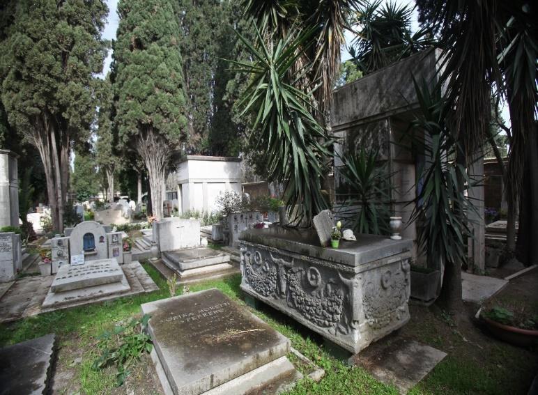 Mantero 2016). La tomba del compositore, direttore d'orchestra statunitense Willy Ferrero al cimitero di Ostia antica.