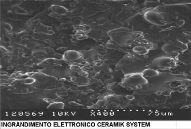 Gli ingrandimenti mostrano le particelle in ceramica che consentono di pettinare lo squame della struttura del capello aumentandone la luminosità ed evitandone la destrutturazione.