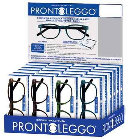 CORDICELLA ELASTICA INSERIBILE NELLE ASTE! Kit PRONTOLEGGO WENGè: n 24 occhiali in 4 colori, diottrie assortite da +1,00 a 3,50.
