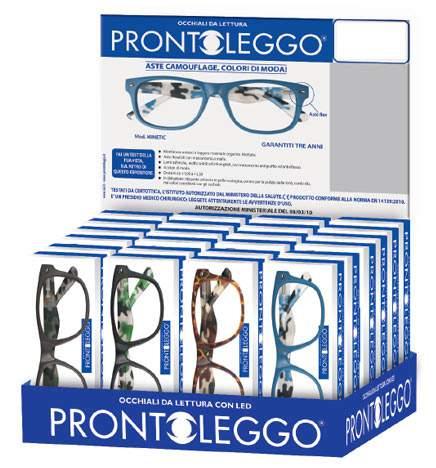 Kit PRONTOLEGGO MIMETIC: n 24 occhiali in 4 colori, diottrie assortite da +1,00 a 3,50.