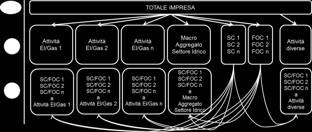 Tale schema descrive in maniera sintetica il percorso che un gestore del SII deve seguire per giungere alla separazione del proprio bilancio tra le diverse attività e, laddove presenti, i diversi ATO