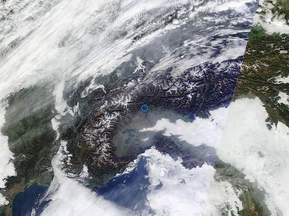 Figura 54: immagine del satellite polare MODIS del giorno 13 febbraio 2015 alle ore 12