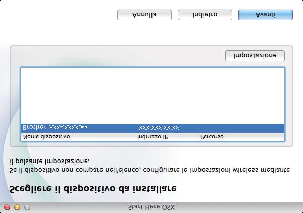 Rete senz fili Mintosh Instllre river e softwre (M OS X v0.5.8, 0.6.x, 0.7.x) 20 Prim ell instllzione Selezionre l pprehio ll eleno, quini fre li su Avnti.