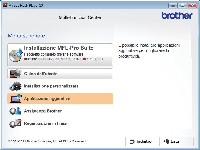 Instllzione Applizioni Opzionli Winows 1 Instllzione elle pplizioni opzionli Fre li sul pulsnte reltivo ll pplizione he si intene instllre.