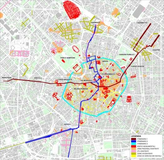 30 Trasporto Itinerari Pubblico pedonali Itinerario 1 Da Lazzaretto a Corso