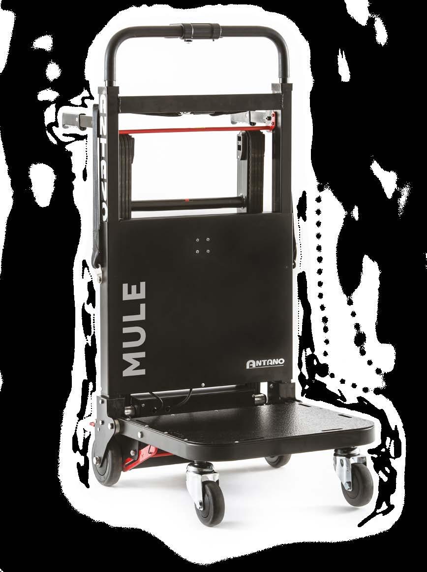 MULE SALISCALE Elettrico - electric stairlift Nuovo - New Mule E richiudibile e quindi di basso ingombro E dotato di cingoli in gomma dentati che permettono il trasporto di carichi lungo scale