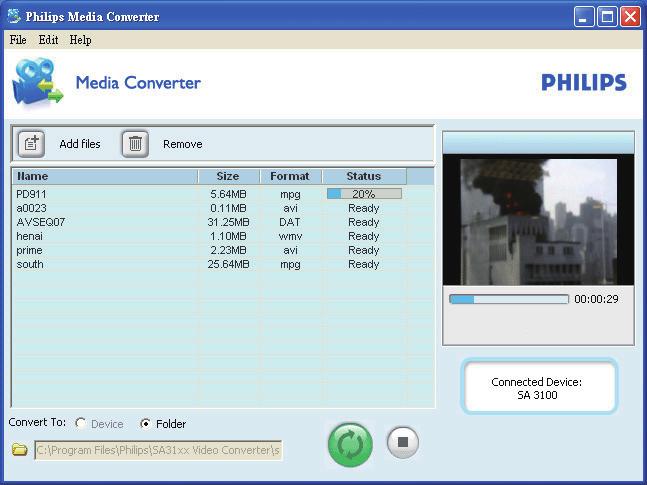 convertire video nel tipo di file supportato dal lettore e trasferirli su quest'ultimo. Trascinare i file video (file.amv) in Esplora Risorse.