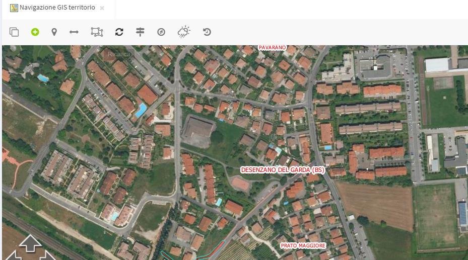 7) Cliccando sul bottone in automatico il software si posiziona sul GIS nel Comune di Desenzano del Garda. 4.4.2.