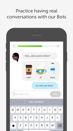 DIVERSI TIPI DI CHATBOT Chatbot App - Duolingo Alcune App offrono dei chatbot integrati, che hanno scopo di supporto.
