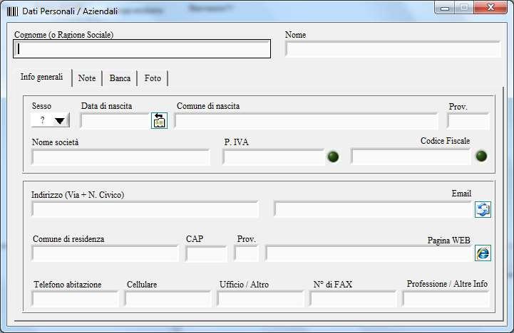 è possibile memorizzare i propri dati anagrafici, eventuali note, recapiti