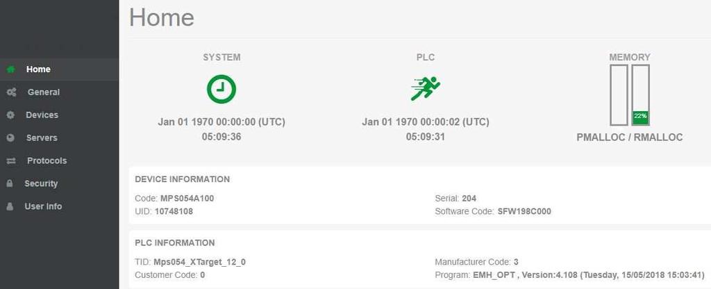 2.0 Configuration and Modbus map From this page, through the links at the top of the page, you can browse web pages that contain the data for the single Meter or go on the configuration pages of the