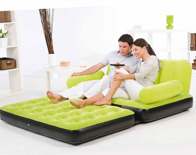 Multi-Max Divano + Letto!!! conformi alla legge EN-15649 Divano gonfiabile utilizzabile come divano 2 posti o come letto matrimoniale. Comoda superficie floccata. Resistente struttura coil beam.