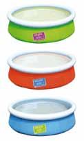 Heavy duty PVC and polyester 3-ply side walls. 3 assorted colors.