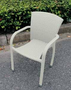 Polyrattan chair, painted steel frame. Sedia con braccioli impilabile salvaspazio Stackable and saving space armchair 54x54x83H cm 97796 col.