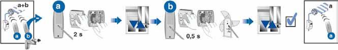 Premere contemporaneamente SALITA e DISCESA (circa 5 ) del trasmettitore fino a che il motore si muove brevemente SU e GIU indicando che il motore è entrato in modalità di apprendimento.