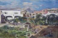Olio su tela, 53 36,5 cm Veduta di Capri dal giardino dell'hotel Pagano,
